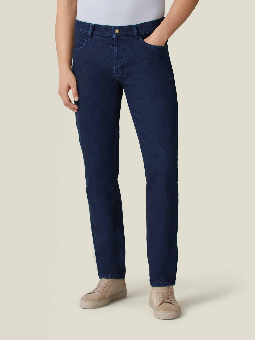 Slim Tapered Raw Indigo Denim Jeans